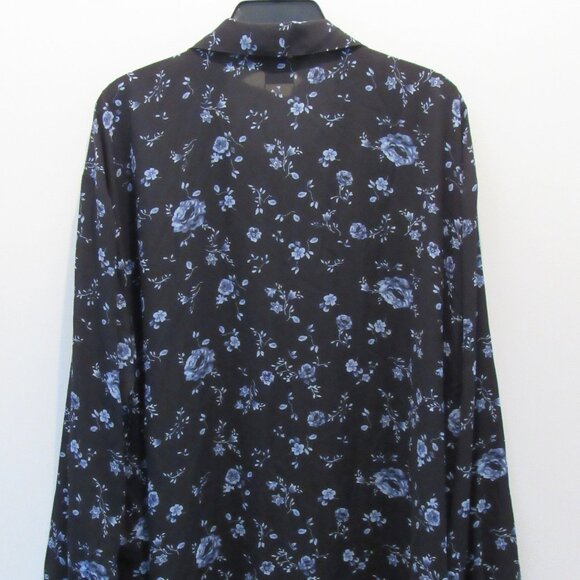 Michel Studio Collection Floral Blouse Sz 20 Long Sleeve Sheer Black Blue NWT - Picture 7 of 8